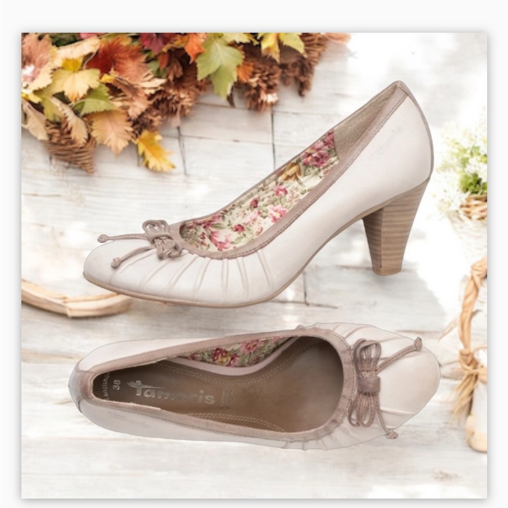 Tamaris Pump -Genuine Leather -Contrast trim-bow detail-floral lining -S… - Picture 16 of 16